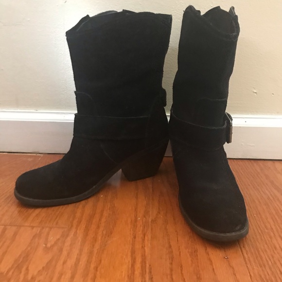 Rock port Suede Stacked Heel Boots 8.5 - Picture 2 of 6